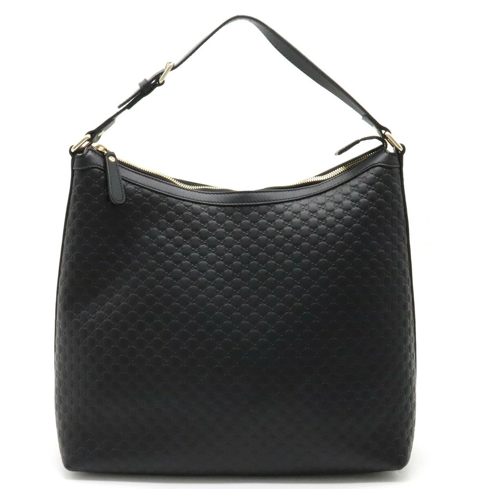 Gucci Microguccissima Shoulder Bag Hobo Handbag Leather Black